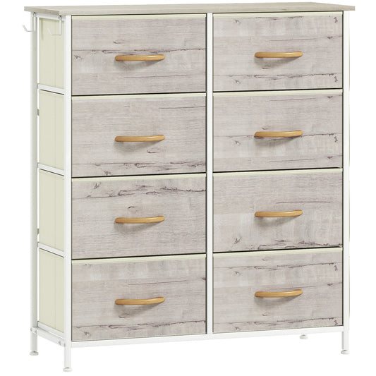 HOMCOM Chest of Eight Fabric Drawers in a Natural Wood Finish