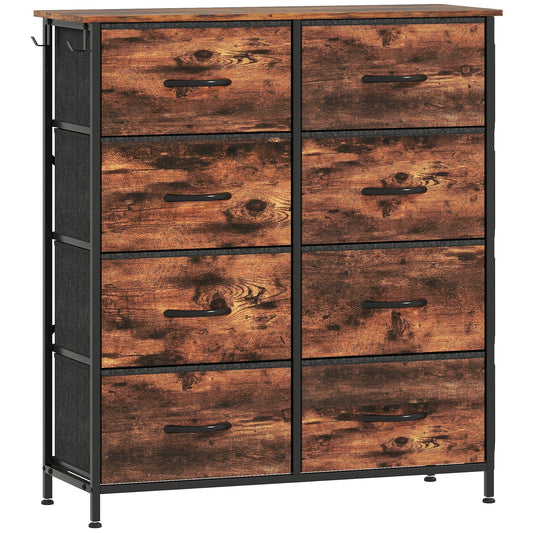 HOMCOM Chest of Eight Fabric Drawers in Rustic Brown