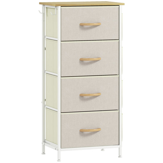 HOMCOM Chest of Four Fabric Drawers in Beige