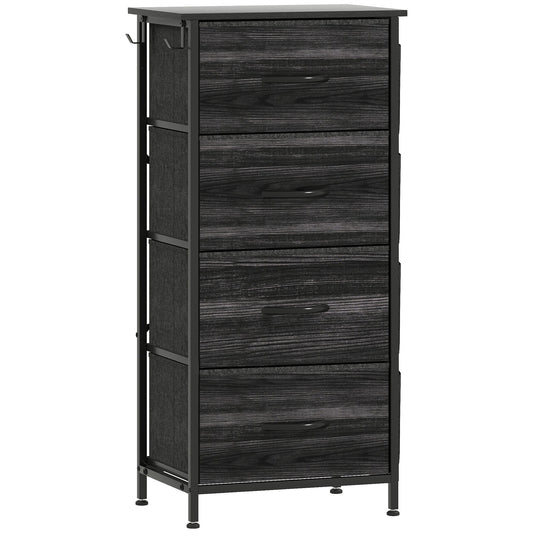 HOMCOM Chest of Four Fabric Drawers in Black