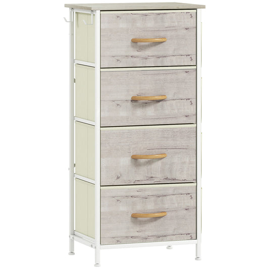 HOMCOM Chest of Four Fabric Drawers in a Natural Wood Finish