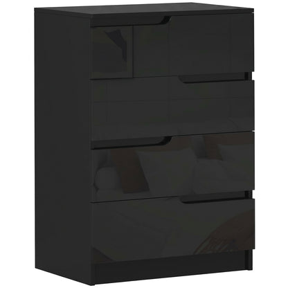 HOMCOM Chest of Four High Gloss Front Drawers in Black