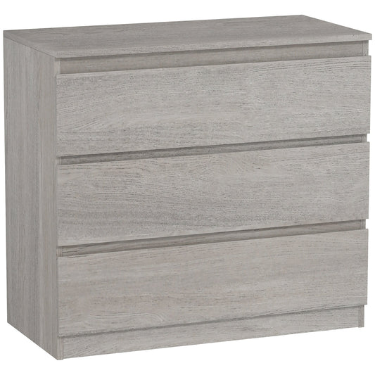 HOMCOM Chest of Three Drawers in Grey Wood Effect