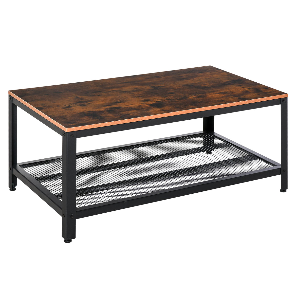 HOMCOM Coffee Table in Retro Wood Grain Colour and Black