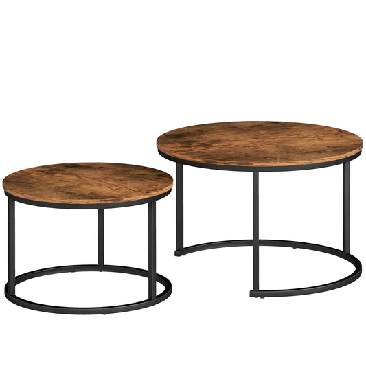 HOMCOM Coffee Table Set of 2 in Rustic Brown