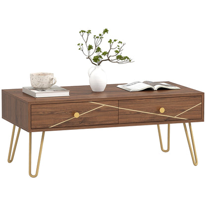 HOMCOM Coffee Table with Storage in Brown