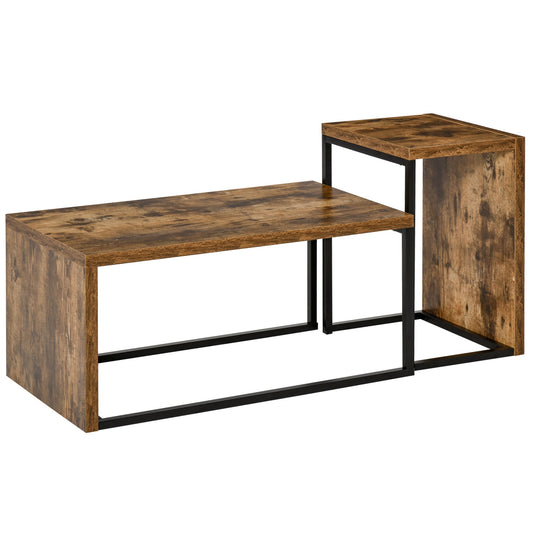 HOMCOM Coffee Tables Set of 2 in Rustic Brown