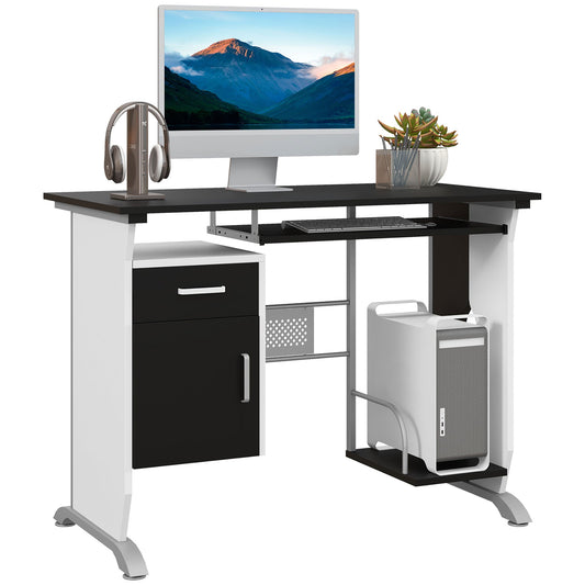 HOMCOM Computer Desk with Sliding Keyboard Tray in Black
