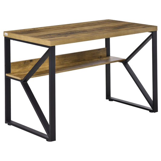 HOMCOM Computer Desk in Black Brown Wood Effect