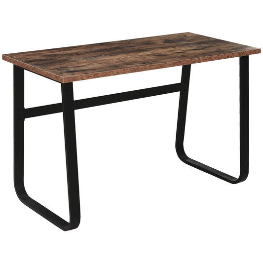 HOMCOM Computer Table, Writing Desk with Steel Frame and Wood Top, Industrial Home Study Table, 115 x 58 x 74.5cm, Rustic Brown and Black