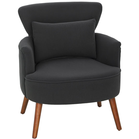 HOMCOM Corduroy Retro Accent Chair - Black