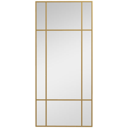 HOMCOM Decorative Grid Wall Mirror in Gold Tone
