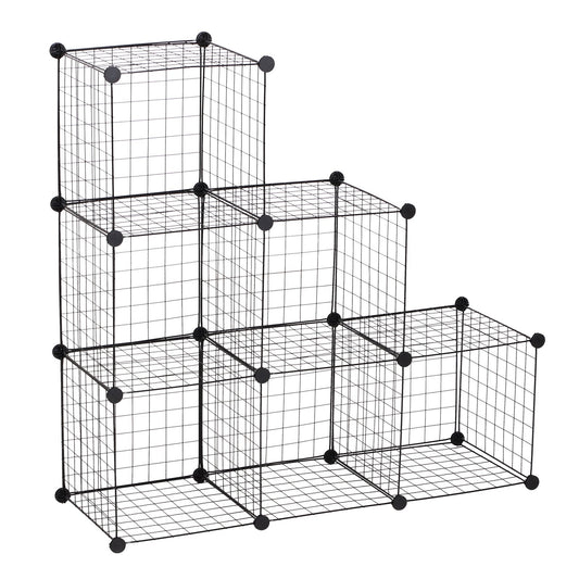 HOMCOM DIY 6 Cube Metal Wire Rack in Black