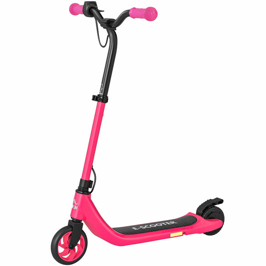 HOMCOM Electric Scooter, 120W Motor E-Scooter, Adjustable Height, Rear Brake for Ages 6+ Years - Pink