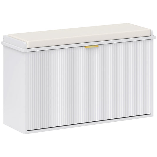 HOMCOM Elegant Eight Shoe Bench, with Top Seat - White