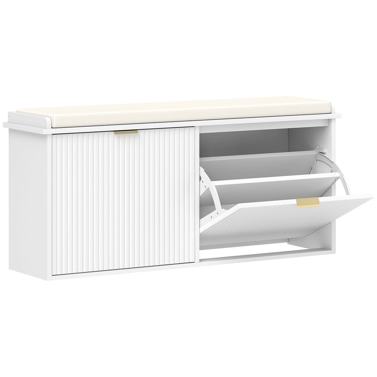 HOMCOM Elegant Ten Shoe Bench, with Top Seat - White