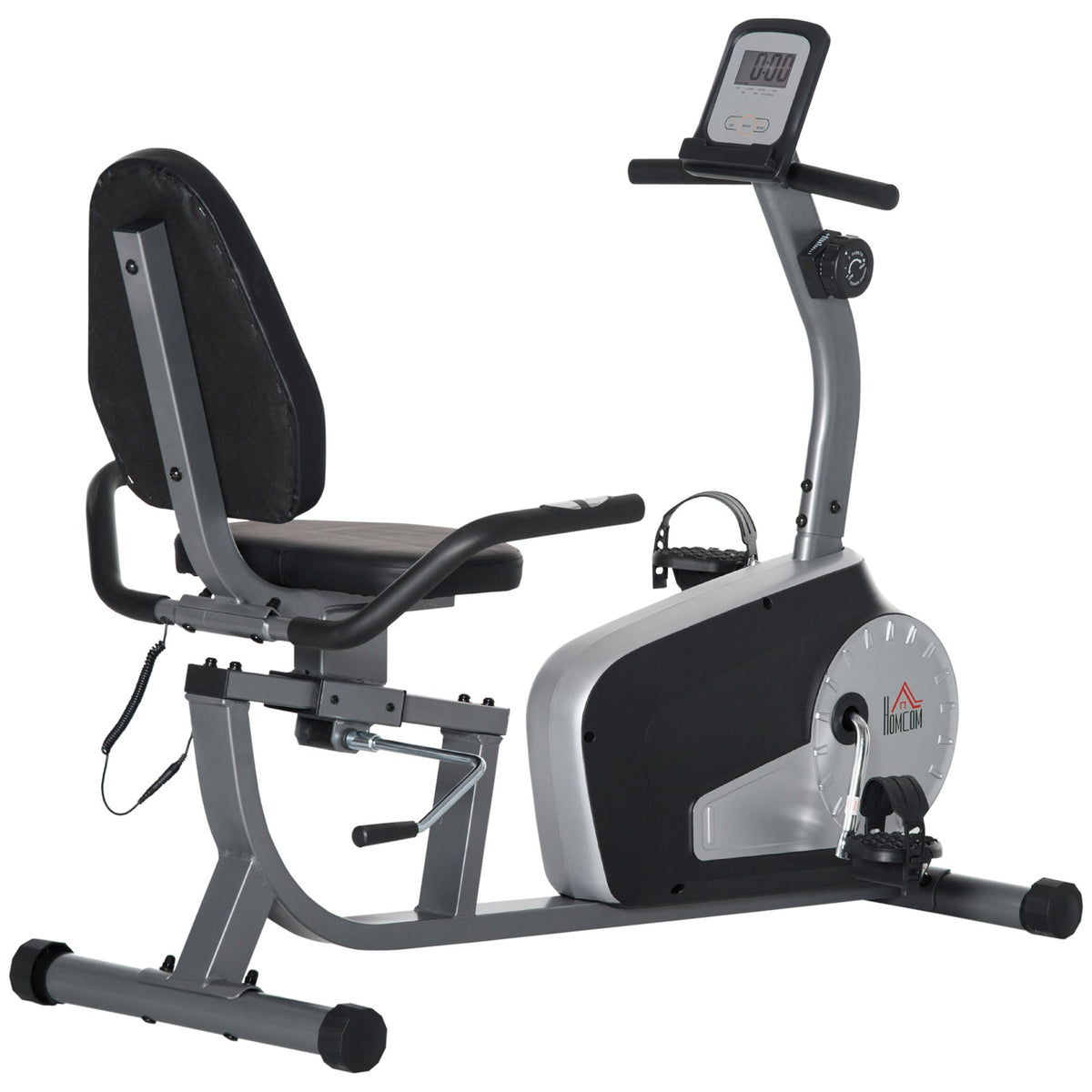 HOMCOM Exercise Bike with LCD Display, Stationary Bike with Quiet 8-Level Magnetic Resistance, Adjustable Seat and Backrest, Indoor Cycling Exercise Equipment for Home Gym Fitness Workout Training