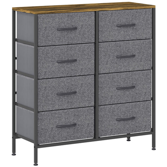 HOMCOM Fabric Chest of Drawers in Rustic Brown and Grey