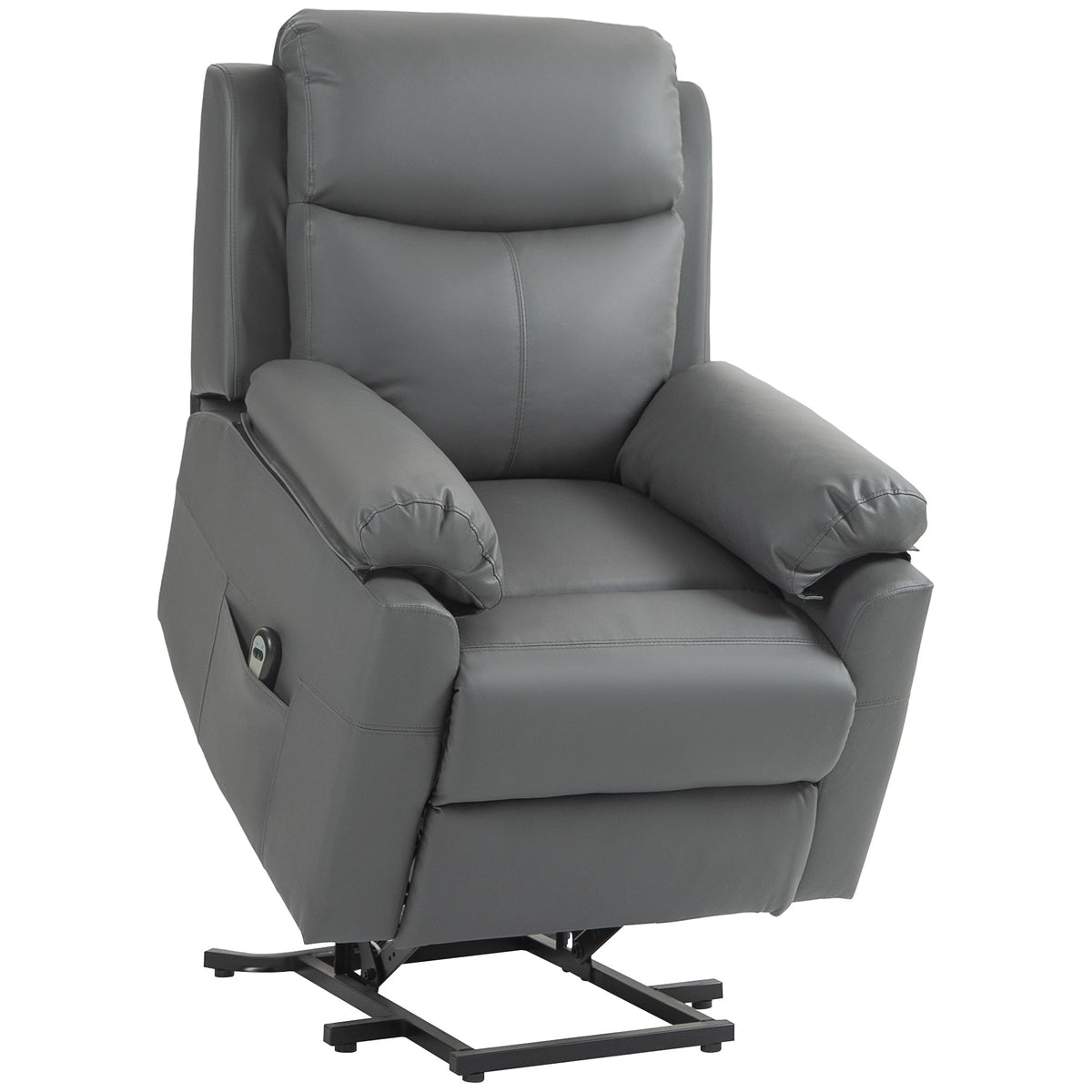 HOMCOM Faux Leather 70  Electric Riser Recliner Chair, Charcoal Grey