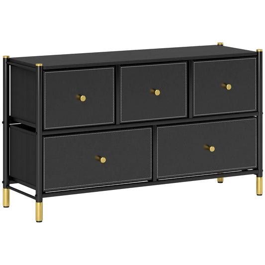 HOMCOM Faux Leather Front Chest of Drawers in Black