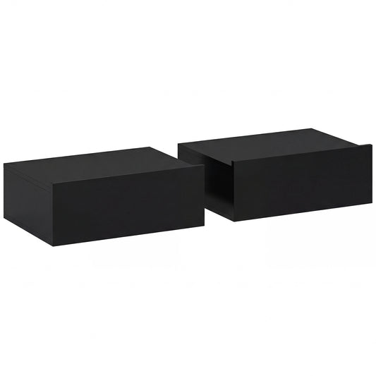 HOMCOM Floating Bedside Table Set of 2 in Black