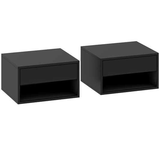 HOMCOM Floating Bedside Tables Set of 2 in Black