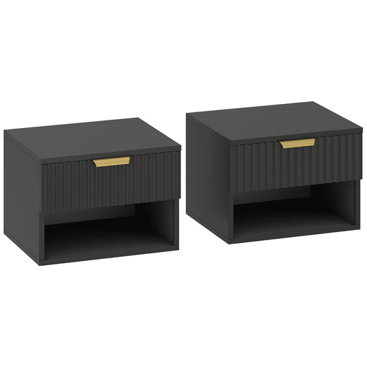 HOMCOM Floating Nightstands Set of 2 in Black