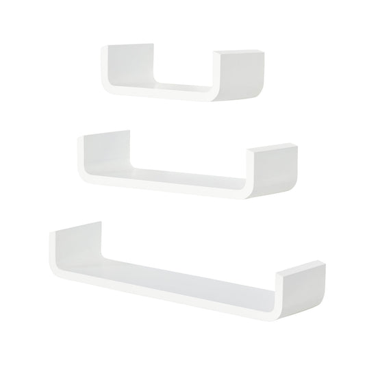 HOMCOM Floating Shelves, Set of 3 Wall Shelf, Shelves for Wall Invisible Mounting, Bedroom Living Room, White