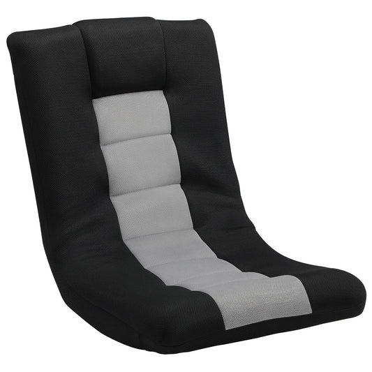 HOMCOM Floor Chair, Folding Floor Sofa with Adjustable Backrest, Wide Seat, Swivel Base, Black