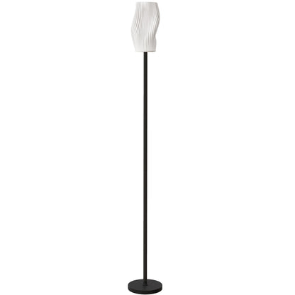 HOMCOM Floor Lamp for Living Room, 3D Printed Modern Standing Lamp with Flowing Curved Shade, 3 Colour Temperature & Foot Switch, Minimalist Tall Pole Lampshade for Bedroom, Office, White