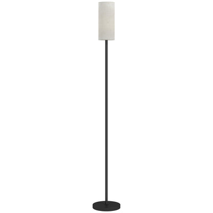 HOMCOM Floor Lamp for Living Room, Modern Standing Lamp with Linen Shade & Foot Switch, Minimalist Tall Pole Lampshade for Bedroom, Office, White