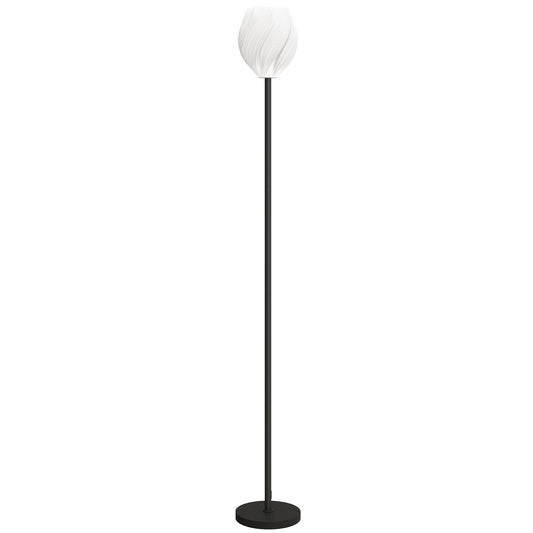 HOMCOM Flower Floor Lamp for Living Room, 3D Printed Modern Standing Lamp with Rose Shade & Foot Switch, Minimalist Tall Pole Lampshade for Bedroom, Office, E27 Holder without Bulb (25W Max), White