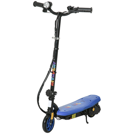 HOMCOM Foldable Electric Scooter, with LED Headlights, for Ages 7-14 Years, Blue