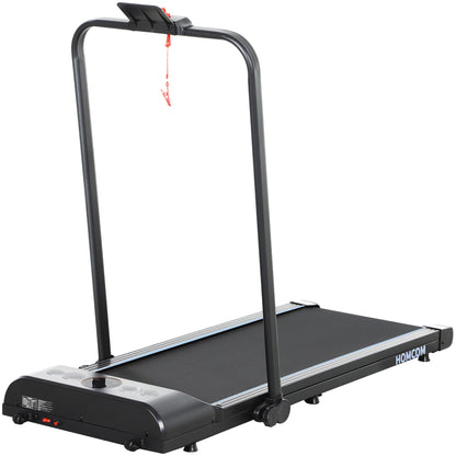 HOMCOM Foldable Walking Treadmill, with LED Display and Wheels, for Home, Office, Gym, Blue