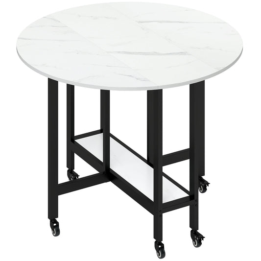 HOMCOM Folding Dining Table in White Marble