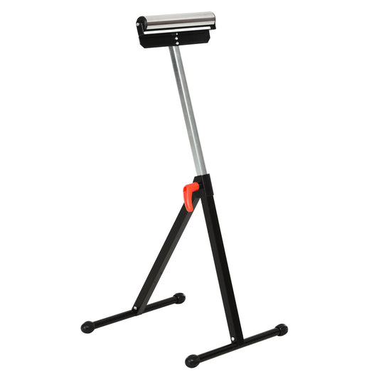 HOMCOM Folding Roller Stand, Material Support Pedestal with Ball Bearing Roller Height Adjustable Portable, Metal Construction, Black