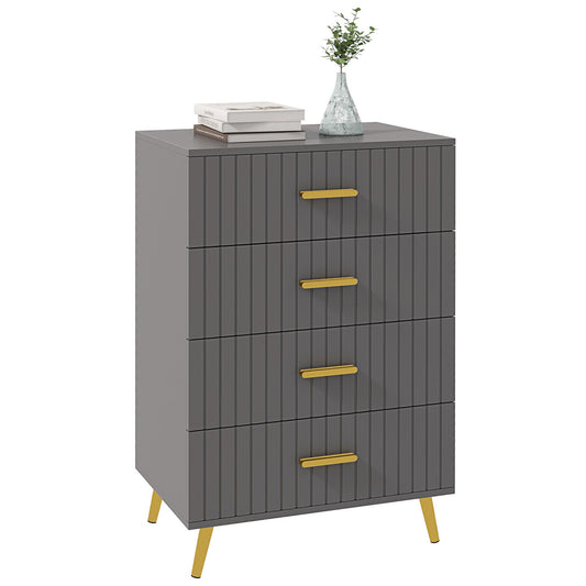 HOMCOM Four Drawer Embossed Line Dresser in Dark Grey