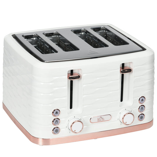 HOMCOM Four-Slice Rippled Toaster - White