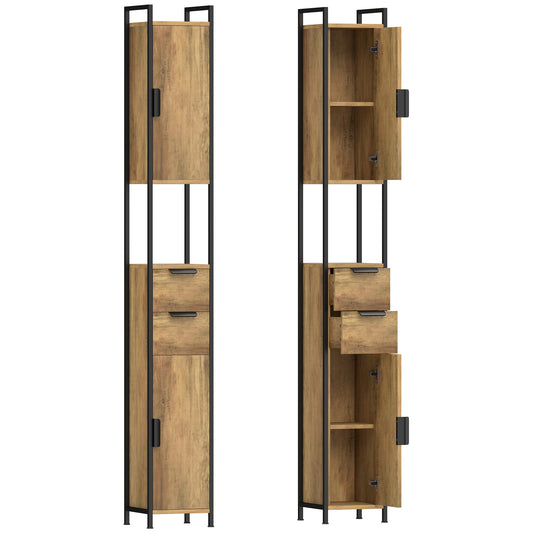 HOMCOM Freestanding Bathroom Cabinet in Brown