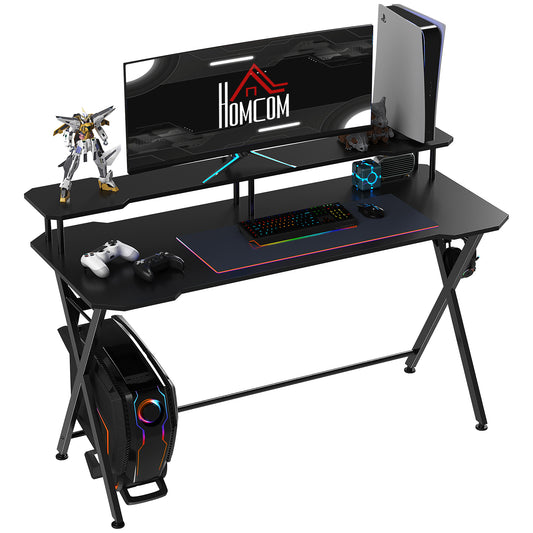 HOMCOM Gaming Desk Writing Racing Computer Table Workstation in Black