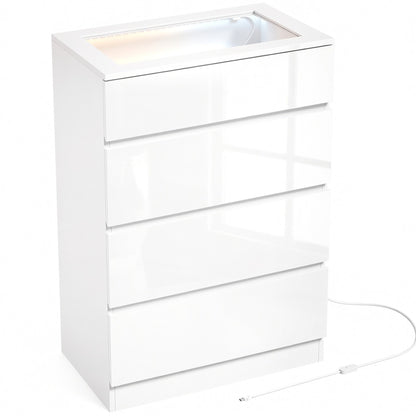 HOMCOM High Gloss 4 Drawer Chest of Drawers in White