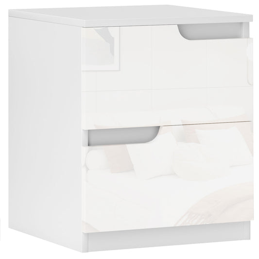 HOMCOM High Gloss Bedside Table in White