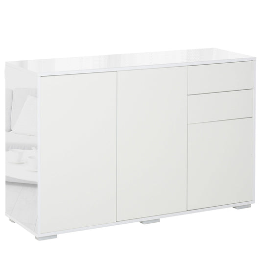 HOMCOM High Gloss Side Cabinet in White