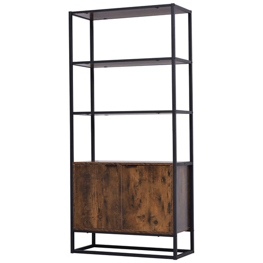 HOMCOM Industrial Bookshelf in Rustic Brown and Black