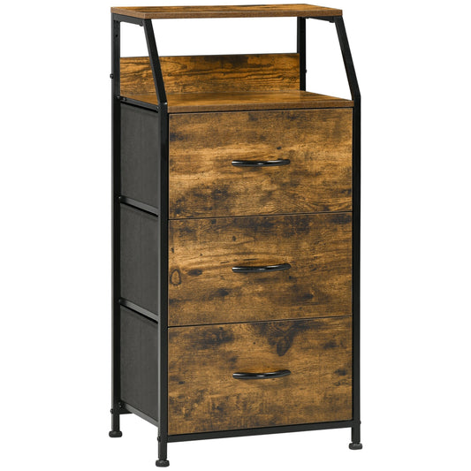 HOMCOM Industrial Storage Cabinet in Rustic Brown