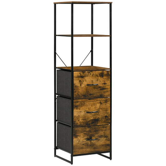 HOMCOM Industrial Storage Cabinet in Rustic Brown