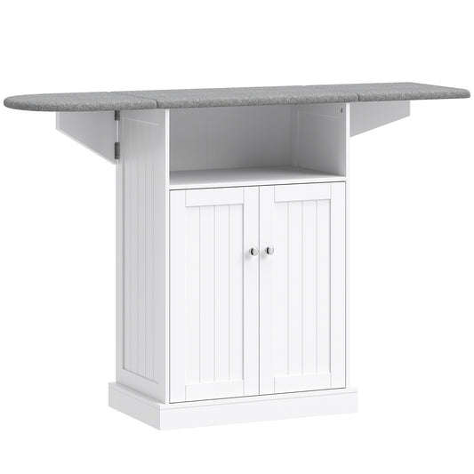 HOMCOM Ironing Board Cabinet on Wheels with Foldable Top in White