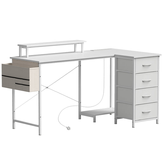 HOMCOM L Shaped Gaming Desk in White
