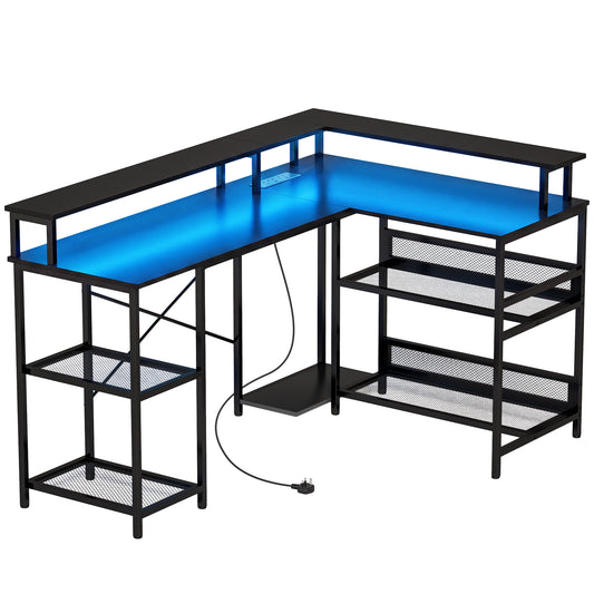 HOMCOM L Shaped Gaming Desk in Black