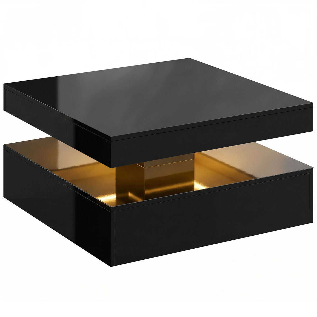 HOMCOM LED Coffee Table with Storage in High Gloss Black